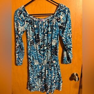 Lilly Pulitzer Blue and White Patterned Jumpsuit